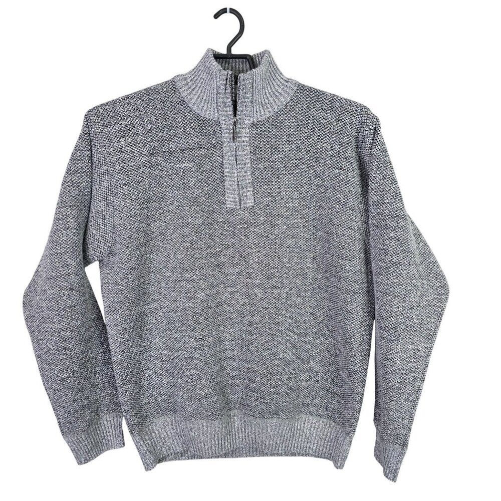 Mens Stillwater Gray 1/4 Zip Pullover Sweater Ribbed Collar & Cuffs Size 2XL